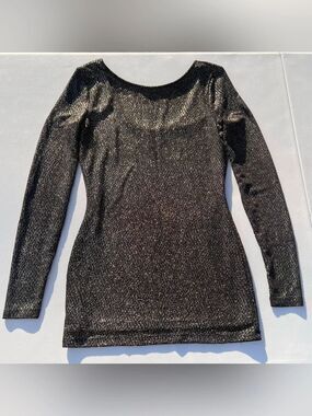 Cache Black Metallic Shimmer Top